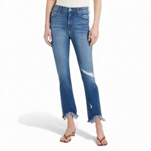 Jonathan Simkhai "River" Distressed High-Rise Straight-Leg Jeans – Size 25